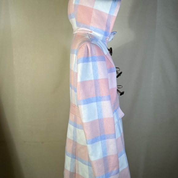 GAL MEETS GLAM wool blend pink and blue plaid winter peacoat. XL - Picture 15 of 16